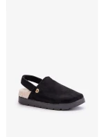 Dámské Pantofle Na Platformě Zateplené Kožíškem Typu Beránek Černé Sanilora