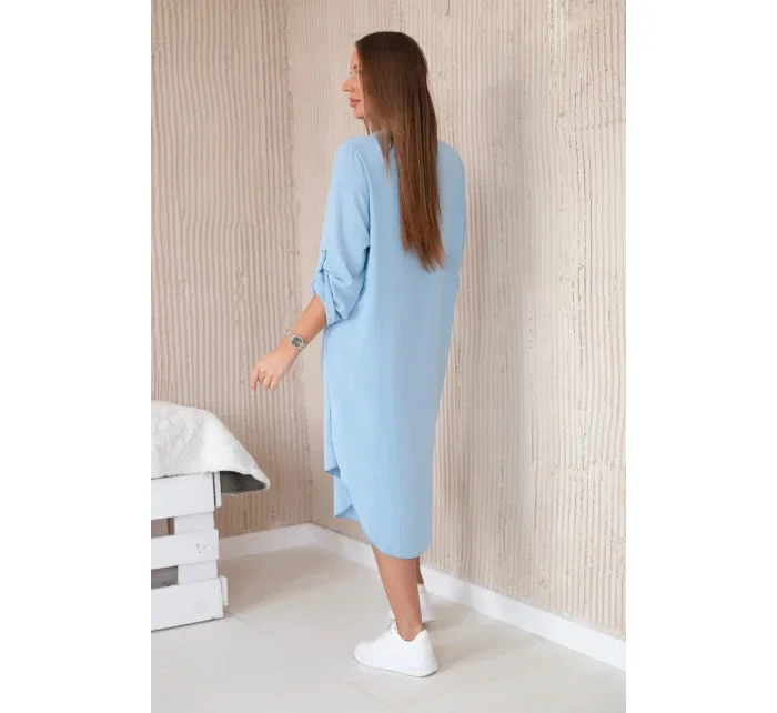 Šaty s výstřihem do V 88536 modré - Italian Fashion