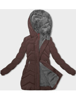 Hnědá dámská zimní bunda s kožešinovou podšívkou (LHD-23023)