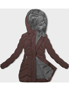 Hnědá dámská zimní bunda s kožešinovou podšívkou (LHD-23023)