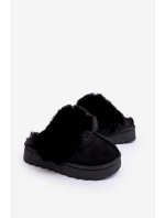 Dětské pantofle s kožešinou černé Birasta