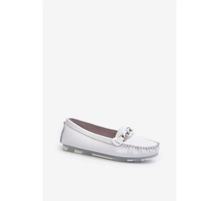 Bílé Dámské Kožené Mokasíny S Ozdobou S.Barski LR339