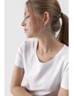 Hladké dámské tričko s logem bílé model 21668535 - 4F Hladké dámské tričko s logem bílé model 21668535 - 4F