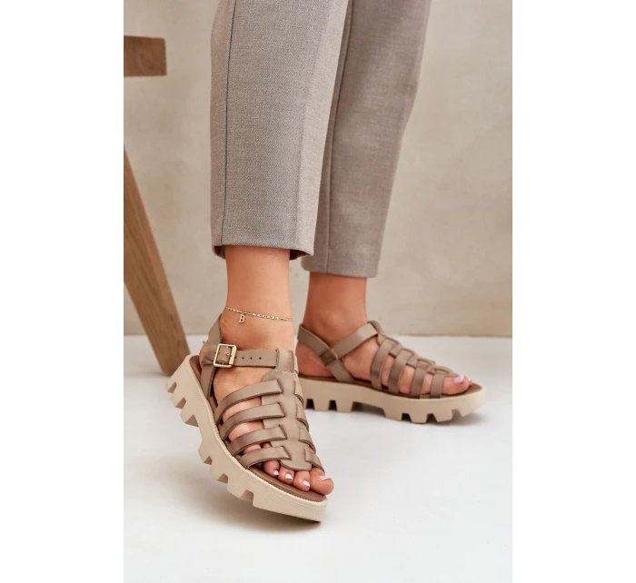 Kožené dámské sandály Zazoo model 21682190 béžové - Boto Kožené dámské sandály Zazoo model 21682190 béžové - Boto