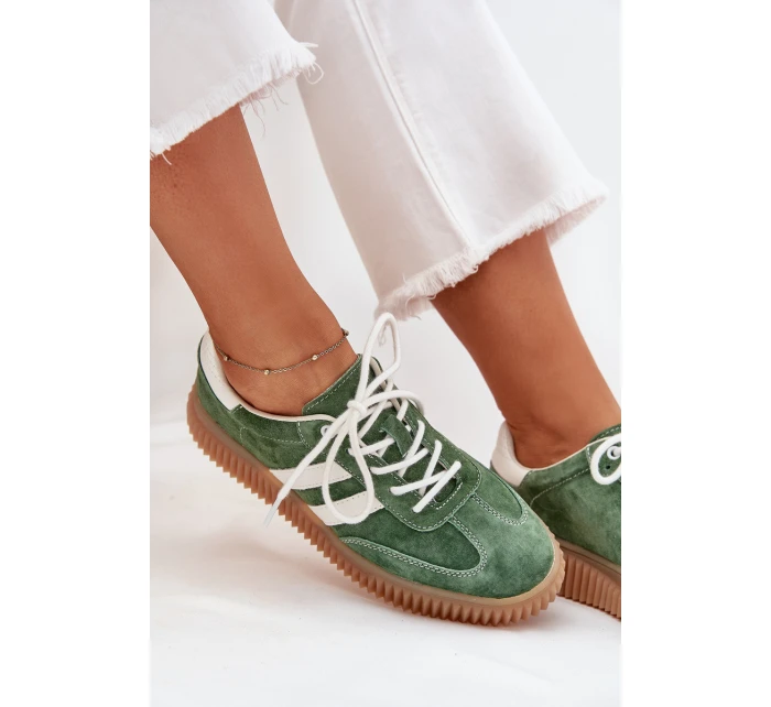 Dámské Velurové Tenisky Na Platformě Zelené model 21703435 - Boto Dámské Velurové Tenisky Na Platformě Zelené model 21703435 - Boto