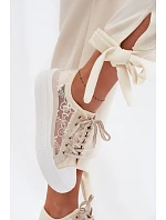 Dámské tenisky s krajkou na platformě Lee Cooper LCW-26-44-4481 Béžové