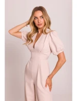 M852 Kombinéza s puff rukávy - světle béžová