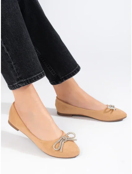 Klasické dámské hnědé  baleríny bez podpatku