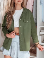 Dámská košilová bunda oversize OVERBOR khaki FashionStreet TY4889 Dámská košilová bunda oversize OVERBOR khaki FashionStreet TY4889