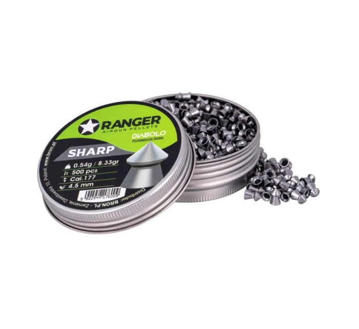 4,5 mm RANGER Diabolo Professional Sharps 500 kuliček 0,54 g 4,5 mm RANGER Diabolo Professional Sharps 500 kuliček 0,54 g