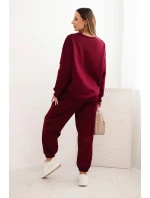 Komplet dámský máslový s volnou mikinou a kalhotami s nápisem LOVE khaki