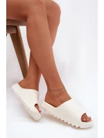 Dámské pantofle na platformě Ecru Olyria