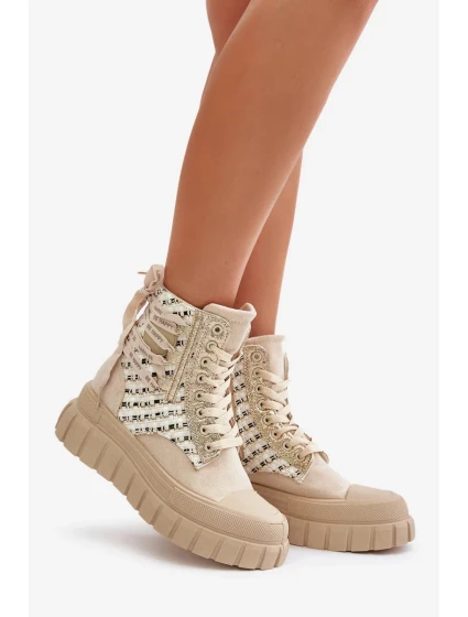 Vysoké Dámské Tenisky Na Masivní Platformě Světle Béžové Kernia Vysoké Dámské Tenisky Na Masivní Platformě Světle Béžové Kernia