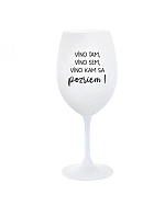 VÍNO TAM, VÍNO SEM, VÍNO KAM SA POZRIEM! - biely pohár na víno 350 ml VÍNO TAM, VÍNO SEM, VÍNO KAM SA POZRIEM! - biely pohár na víno 350 ml