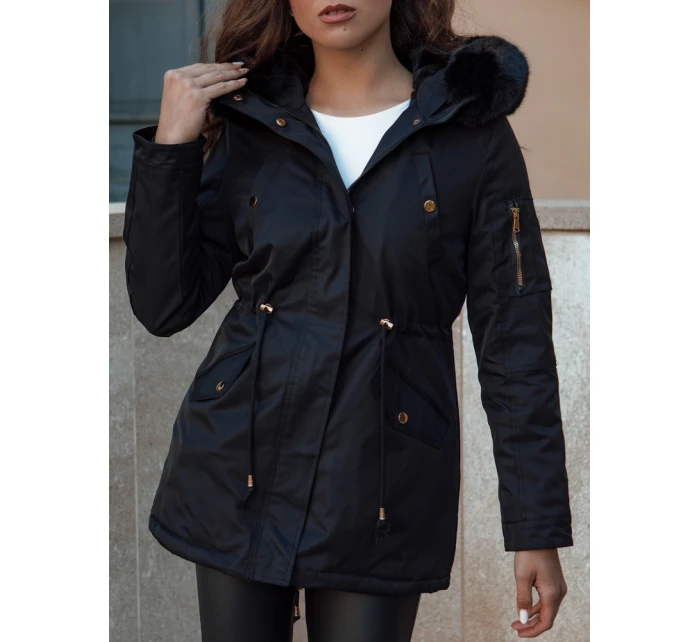 Dámská zimní bunda parka s kožešinou ERISS černá FashionStreet TY4551