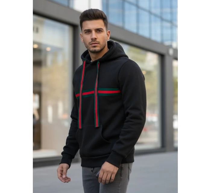 Pánská mikina s kapucí černá model 21994653 - Dstreet