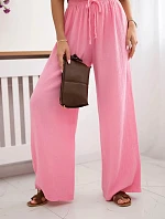 Mušelínové kalhoty se širokou nohavicí světle růžová