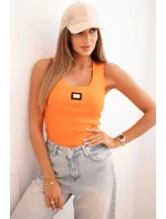 Dámská pruhovaná tílko s ozdobnou nášivkou tmavě oranžová Dámská pruhovaná tílko s ozdobnou nášivkou tmavě oranžová