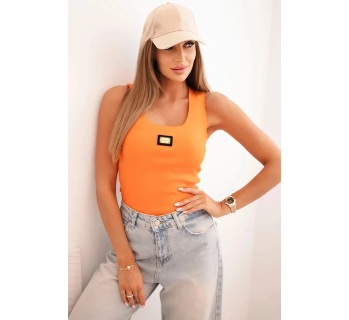 Dámská pruhovaná tílko s ozdobnou nášivkou tmavě oranžová Dámská pruhovaná tílko s ozdobnou nášivkou tmavě oranžová