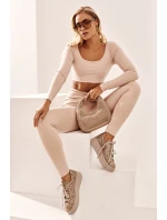 Kožené sportovní boty na platformě model 21657258 Bežové - Maciejka