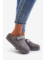 Dámské Teplé Pantofle S Kožešinou Na Platformě Šedé Azida Dámské Teplé Pantofle S Kožešinou Na Platformě Šedé Azida