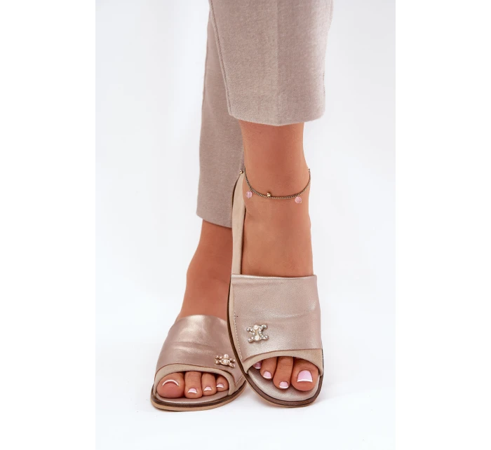 Kožené elegantní baleríny s odhalenými Béžové model 21691222 - Zazoo