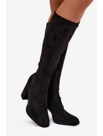 Dámské kozačky s na sloupkovém podpatku černé model 21709495 - Boto Dámské kozačky s na sloupkovém podpatku černé model 21709495 - Boto