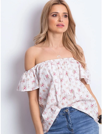 Bluzka 270 BZ model 20972791 biało różowy - FPrice Bluzka 270 BZ model 20972791 biało różowy - FPrice