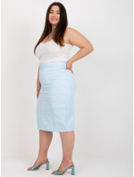 Světle modrá společenská sukně větší velikosti