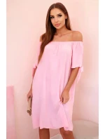 Dámské viskózové šaty 81785 cukrově růžové - Kesi