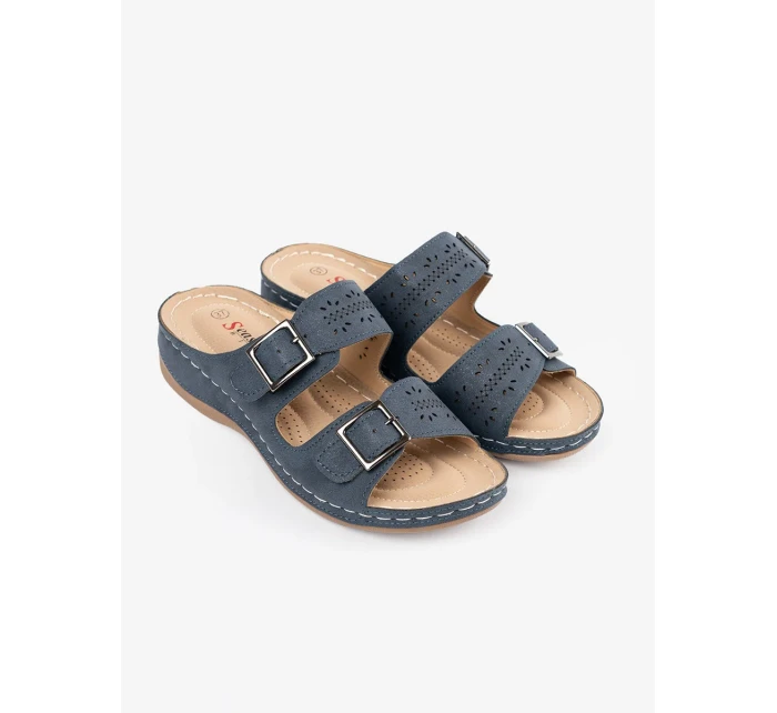 Trendy dámské  sandály modré na klínku