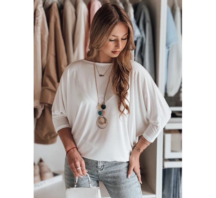 Dámská máslová halenka oversize s přívěskem ecru Dstreet model 21985609 - FashionStreet