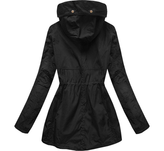Krátká černá bunda typu parka (P01)