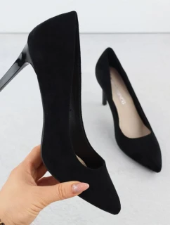 Černé semišové lodičky na jehlovém podpatku Sergio model 22013071 - LEONE