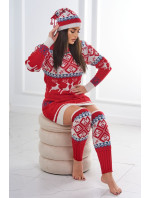 Vánoční set model 19002132 svetr + čepice + podkolenky červené - K-Fashion