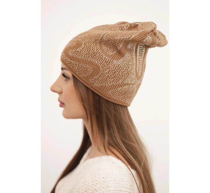 Dámská zimní čepice z vlny s dvojitým ohrnovacím lemem K426 oranžová