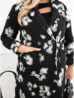 Elegantní dámský plášť Plus Size s límci leopardí černý Elegantní dámský plášť Plus Size s límci leopardí černý