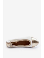 Zazoo 2890 Kožené baleríny bílo-zlaté