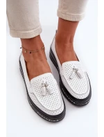 Bílé dámské kožené mokasíny na platformě model 21656082 - EVENTO Bílé dámské kožené mokasíny na platformě model 21656082 - EVENTO