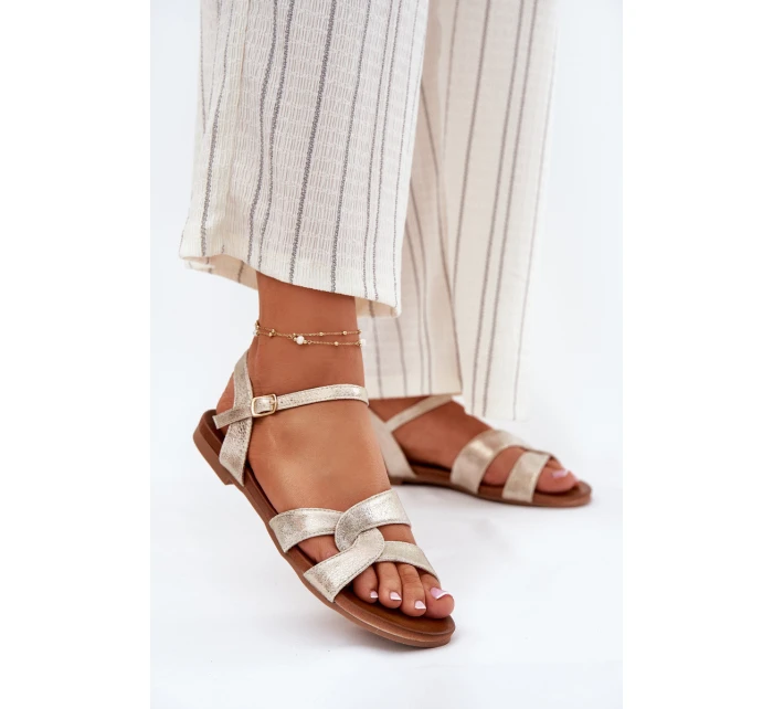 Ploché Lesklé Sandály Dámské S.Barski KV51-022 Zlaté