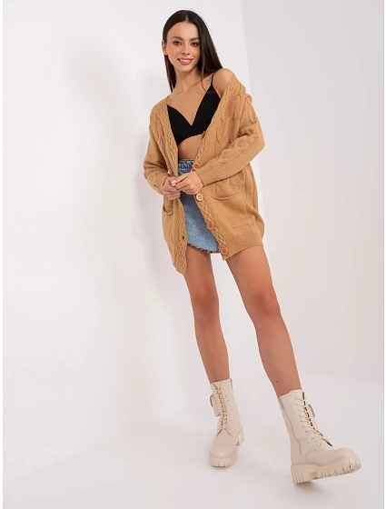 Sweter AT SW model 18909364 camelowy - FPrice Sweter AT SW model 18909364 camelowy - FPrice