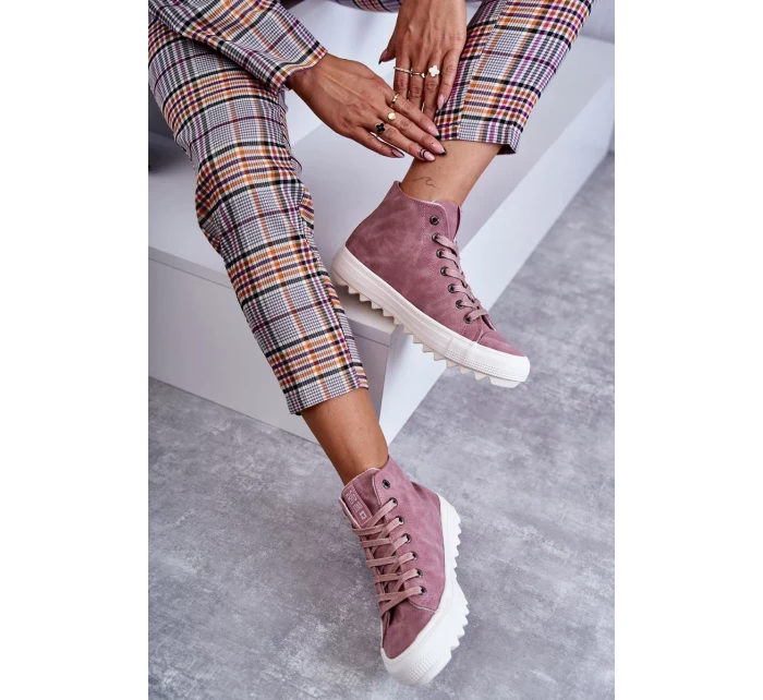 Dámské Tenisky Big Star Vysoké Zateplené Růžové EE274113 Dámské Tenisky Big Star Vysoké Zateplené Růžové EE274113