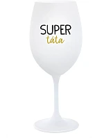 SUPER TÁTA - bílá sklenice na víno 350 ml