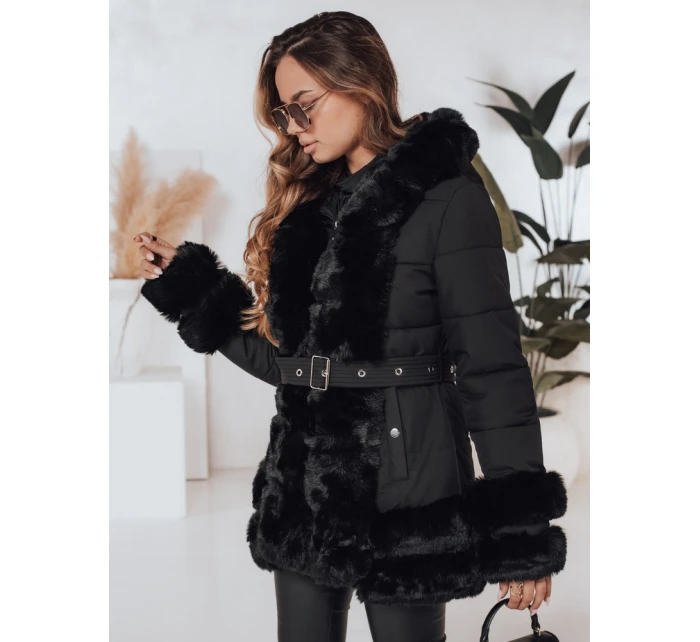 CITYGLANCE dámská zimní bunda s umělou kožešinou černá FashionStreet TY5045