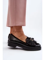 Dámské lakované mokasíny s mašlí Laura Messi 2786 černé