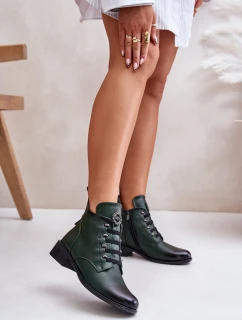 Nízké boty zateplené na zip s ozdobou zelené model 21672297 - Boto