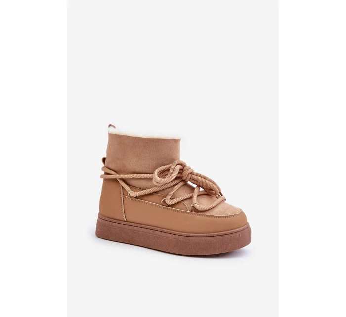 Dámské Sněhule Na Platformě Zateplené Kožíškem Camel model 21679641 - Boto Dámské Sněhule Na Platformě Zateplené Kožíškem Camel model 21679641 - Boto
