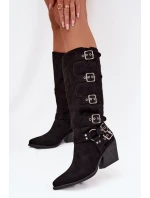 Kozačky Kovbojky na podpatku s přezkami Černé model 21710975 - Boto