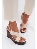 Dámské sandály z eko kůže na platformě Béžové model 21937453 - Boto