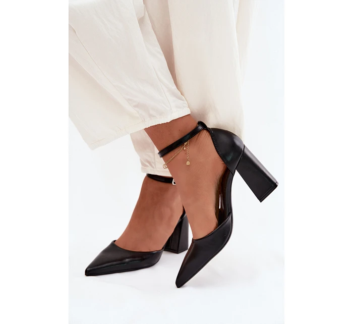 Lodičky na podpatku z imitace kůže Černé model 22122778 - Boto